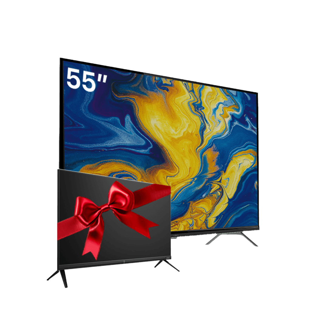 تلفزيون سينكس، 55 بوصة، 4K UHD، سمارت، QLED – اسود، 55Q61 مع تلفزيون ساينيكس، 32 بوصة، دقة HD، سمارت، LED – اسود، 32E61M-S هدية