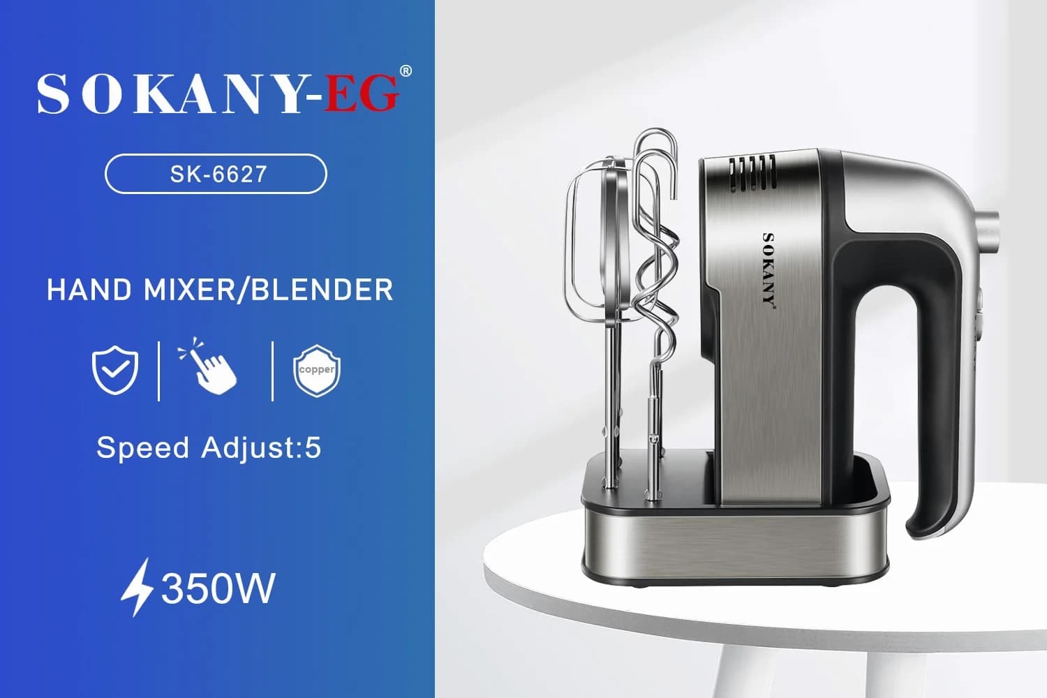 Sokany Stainless Steel Stand Mixer with 800W Power in Silver