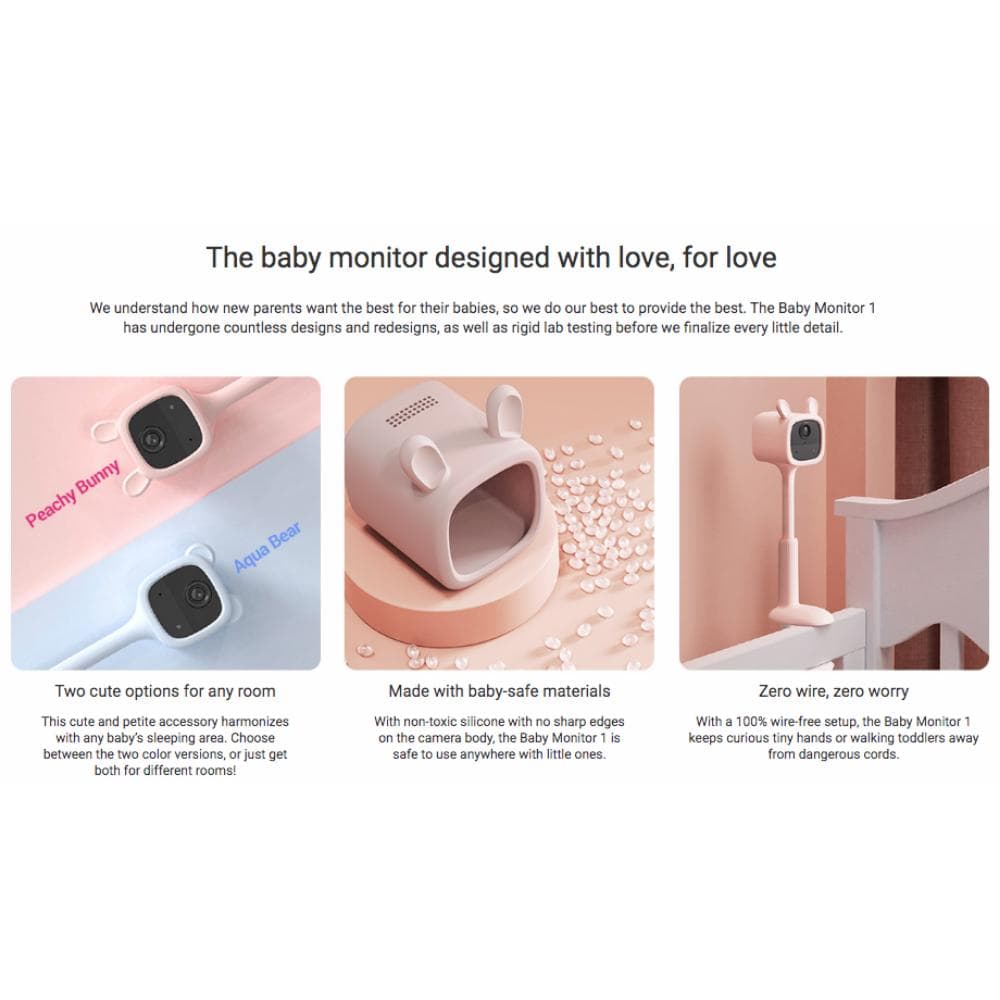 Ezviz BM1 Baby Monitor Battery Powered Wi-Fi Indoor Security Camera, 2MP - Pink