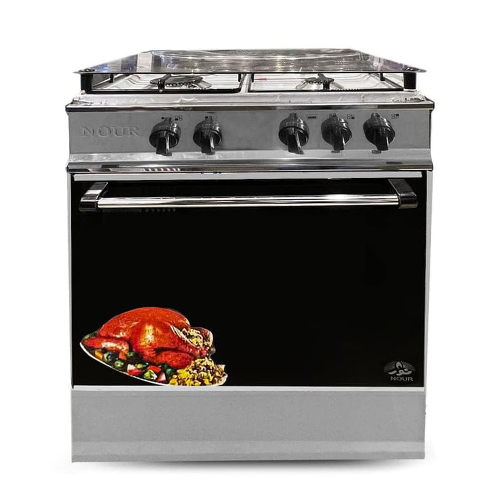 بوتجاز نور، ستانلس ستيل، 4 شعلات، 55×55 - فضي