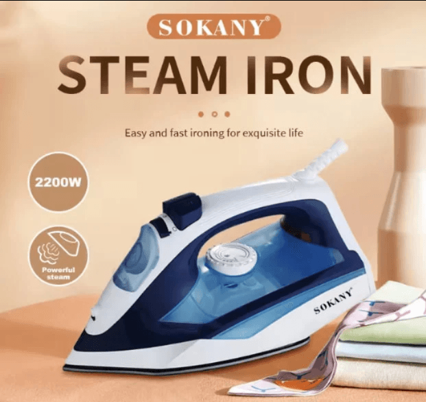 Sokany High-Power Steam Iron with 2200 Watt for Clothes