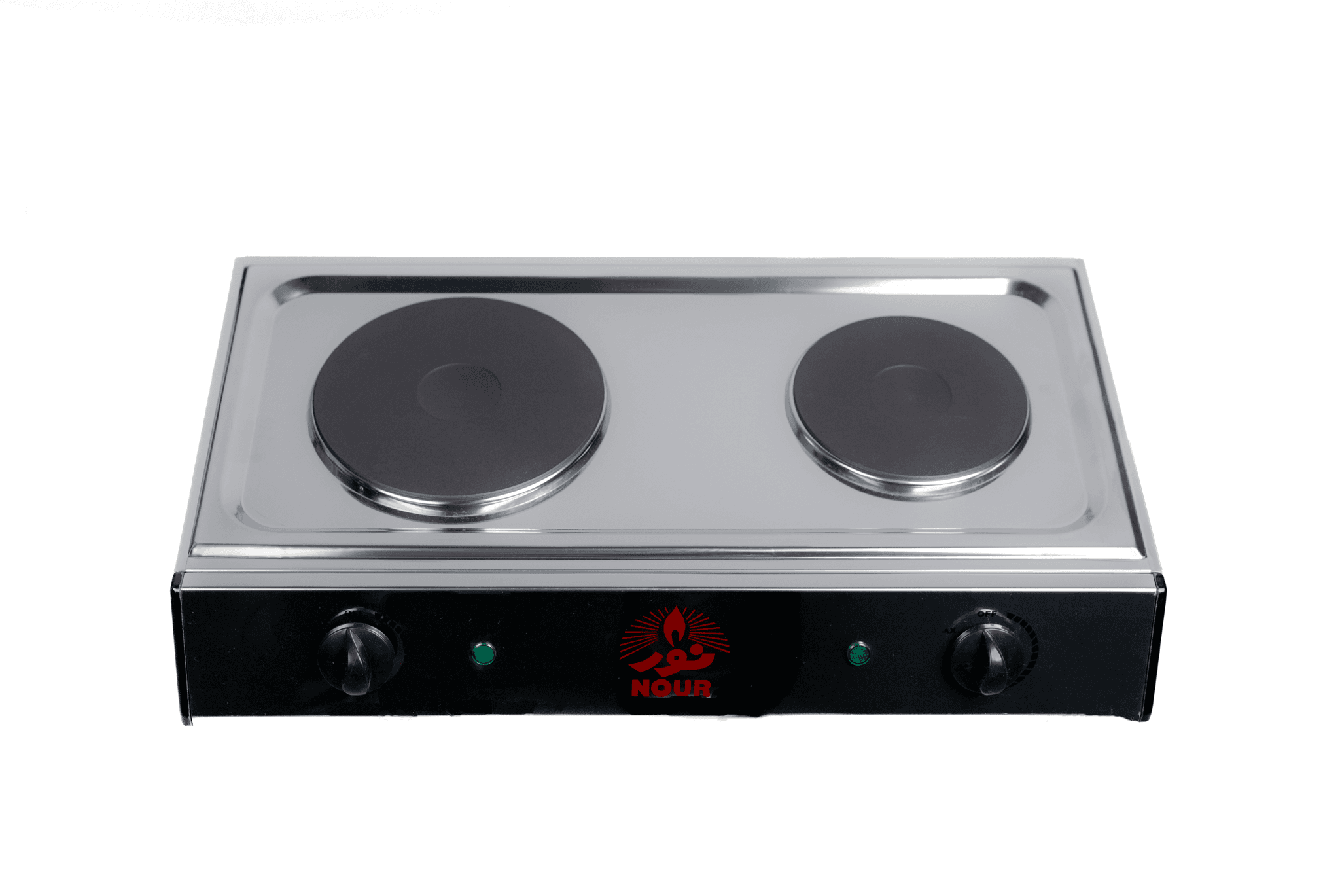 Nour Electric Stove, Stainless Steel, 14/18 cm, 3000 W - 2 Element - Silver