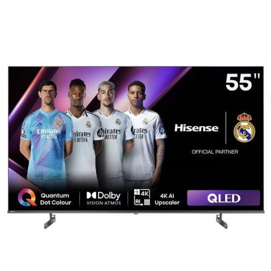هايسنس تلفزيون QLED ذكي 55 بوصة 4K UHD، نظام VIDAA سمارت، Dolby Vision Atmos، AI 4K Upscaler موديل 55Q6N – أسود