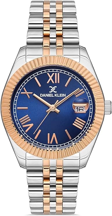 Daniel Klein Casual Analog Watch for Women, Stainless Steel Strap - Silver Gold, DK.1.13039-6