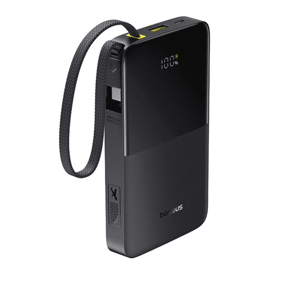 Baseus EnerFill Bipow2 Pro Power Bank 20000mAh, 22.5W Fast Charging, Built-in Cable, FC51 - Black