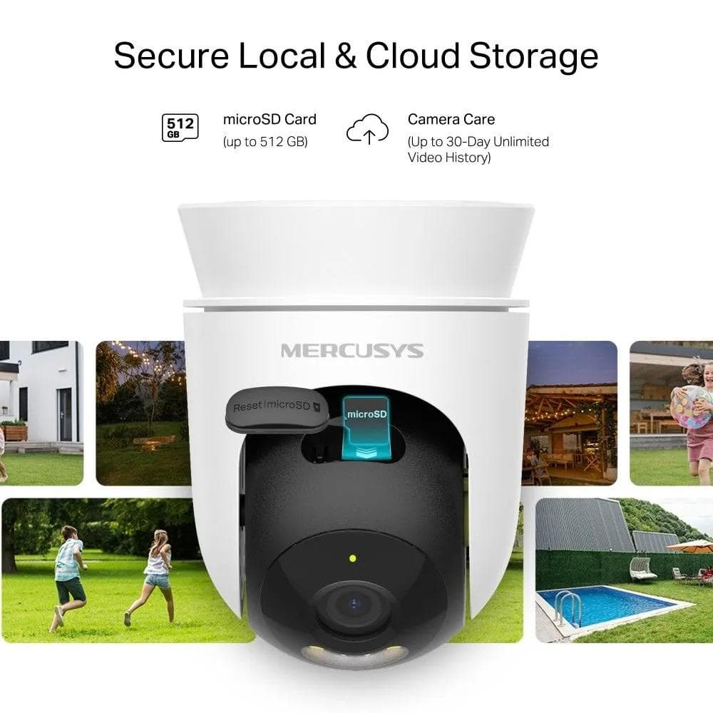 Mercusys Outdoor Pan/Tilt Security Camera, 1080 Pixels, White - MC500