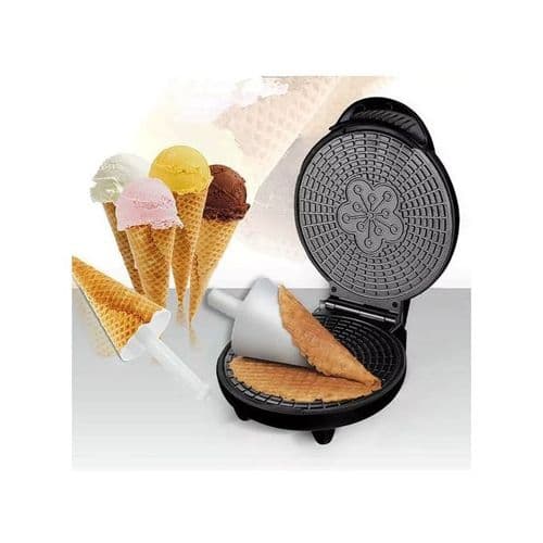 Sokany SK-135 2-in-1 Waffle and Ice Cream Cone Maker, 1200W, Silver/Black.