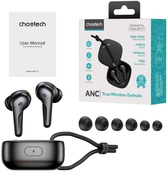 Choetech In-Ear Earbuds, 300 mAh, Black - BH-T17