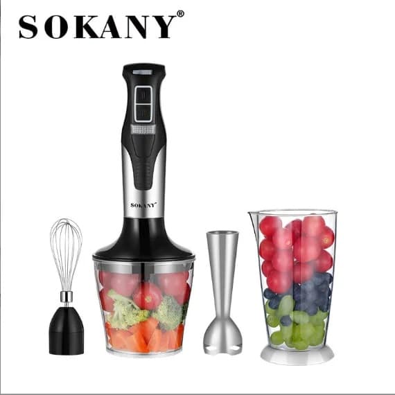 Sokany 4-in-1 Stainless Steel Hand Blender, 1000W, Black