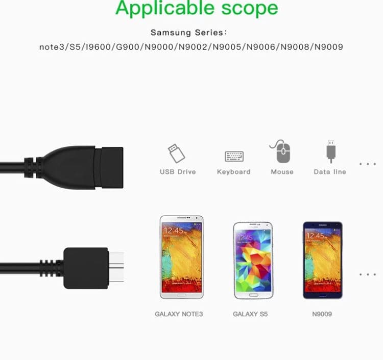 Keendex Micro B Male To USB 3.0 Female, 10Cm, Kx2483 - Black