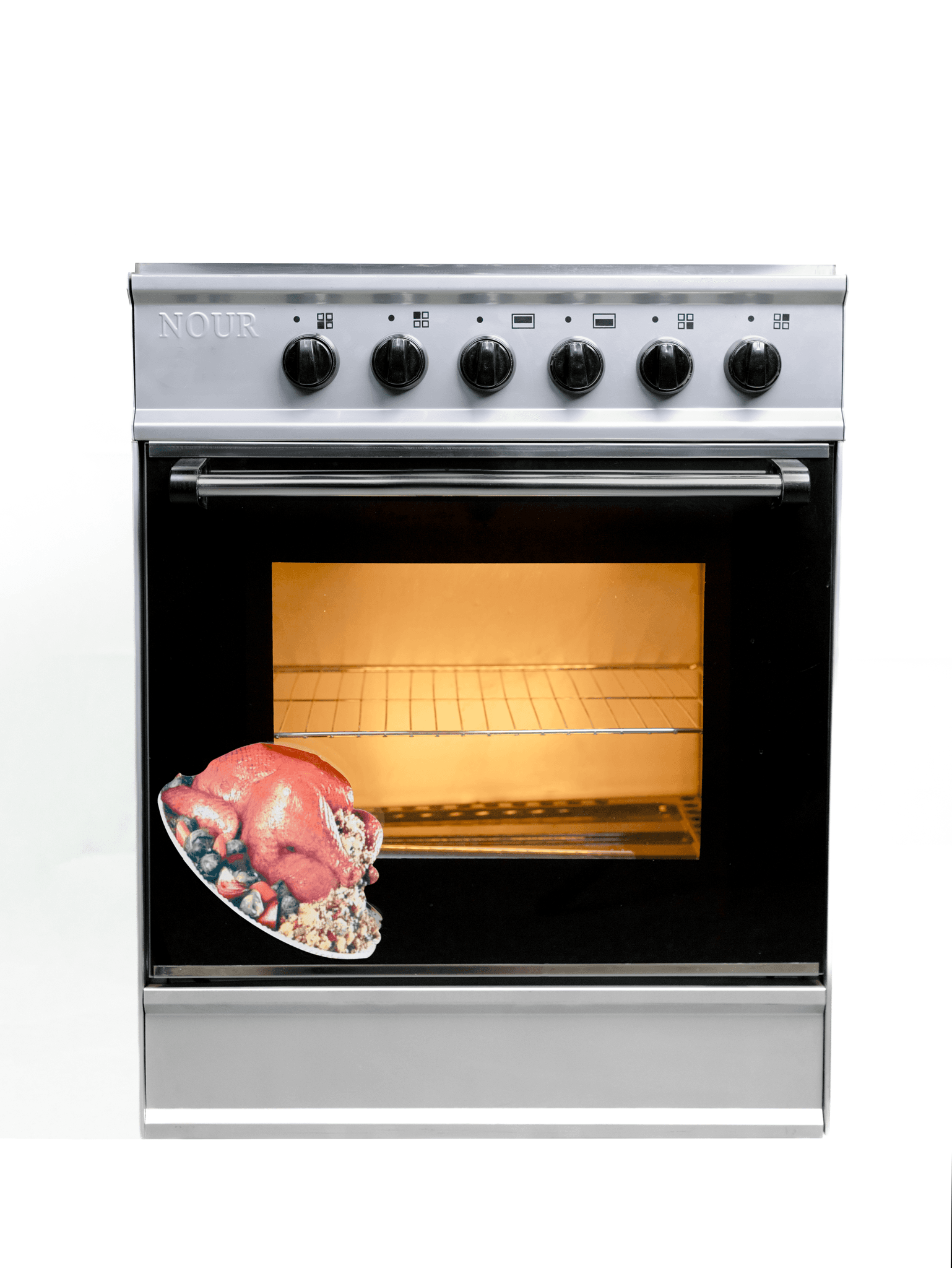 بوتاجاز نور، ستانلس ستيل، 4 شعلات، 55×55 – فضي