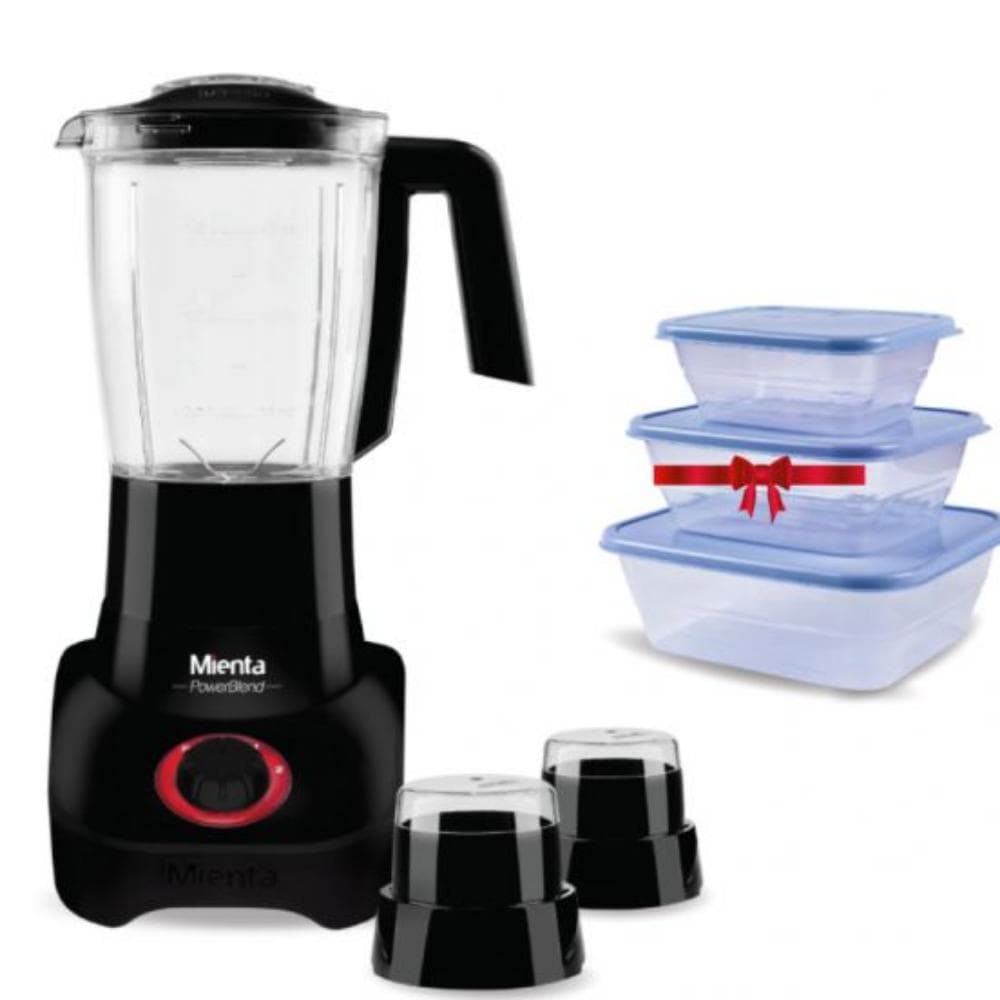 Mienta Power Blend Blender, 1.75L, 800W, BL1271G - Black with Free Gift