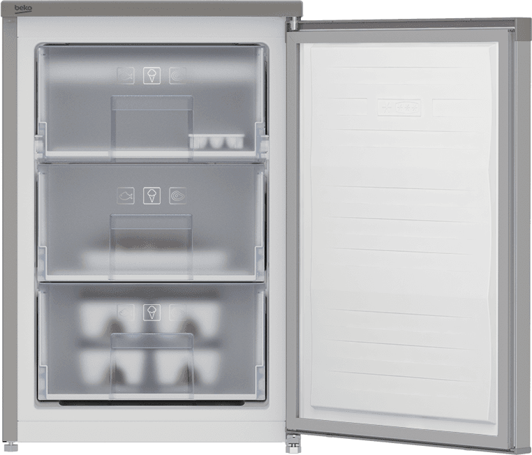Beko Upright Freezer, 85 Liters, 3 Drawers, Defrost - Silver, RFNE102K20S