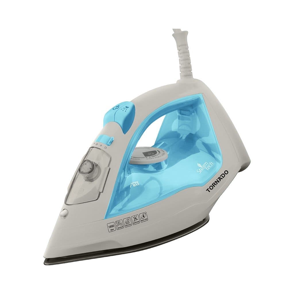 Tornado TST-1800NT Steam Iron, 1800W, Teflon Soleplate, 300ml Capacity, with Water Sprayer - Blue