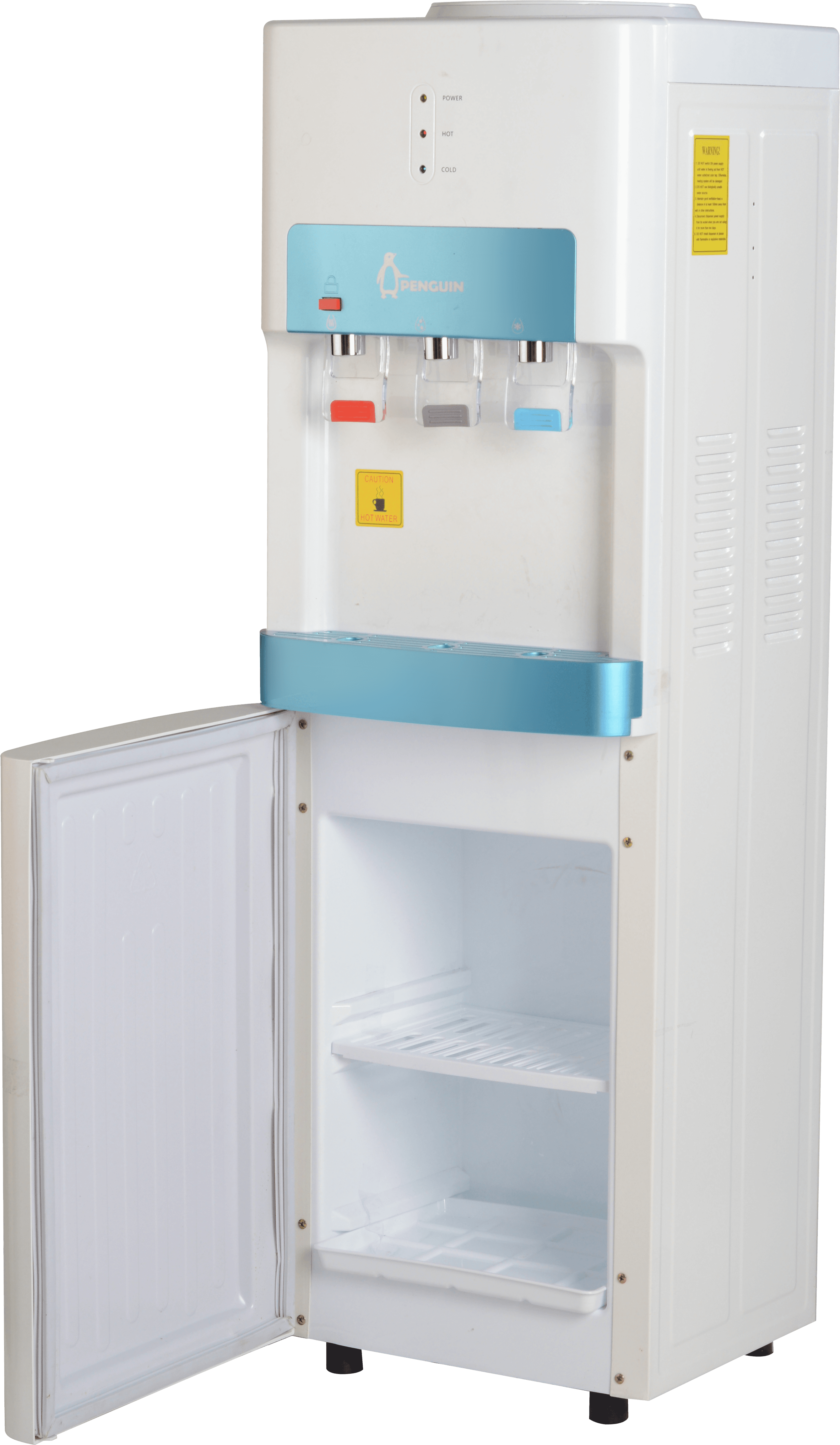 Penguin Water Dispenser, 3 Taps With Storage Cabinet - White, HR002
