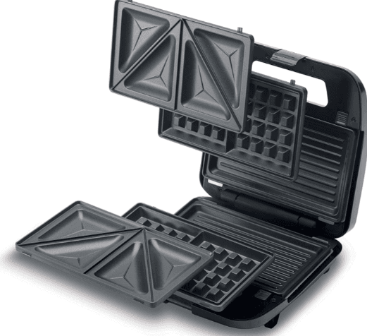 Kenwood 3 in 1 Sandwich Maker, 750 Watts, Black- SMM02