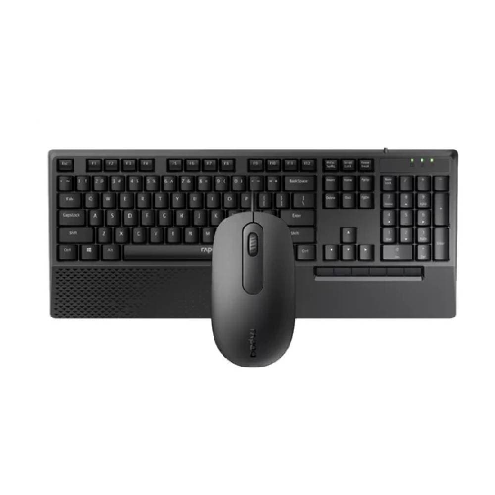 مجموعة لوحة مفاتيح رابو، تصميم لوحة مفاتيح وماوس مقاوم للانسكاب - أسود، NX2000