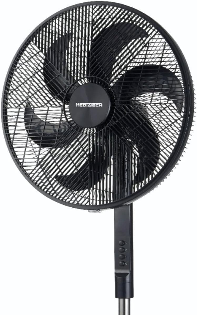 Media Tech Stand Fan, 18 Inch, 6 Blades, 3 Speeds, MT-SF42M - Black