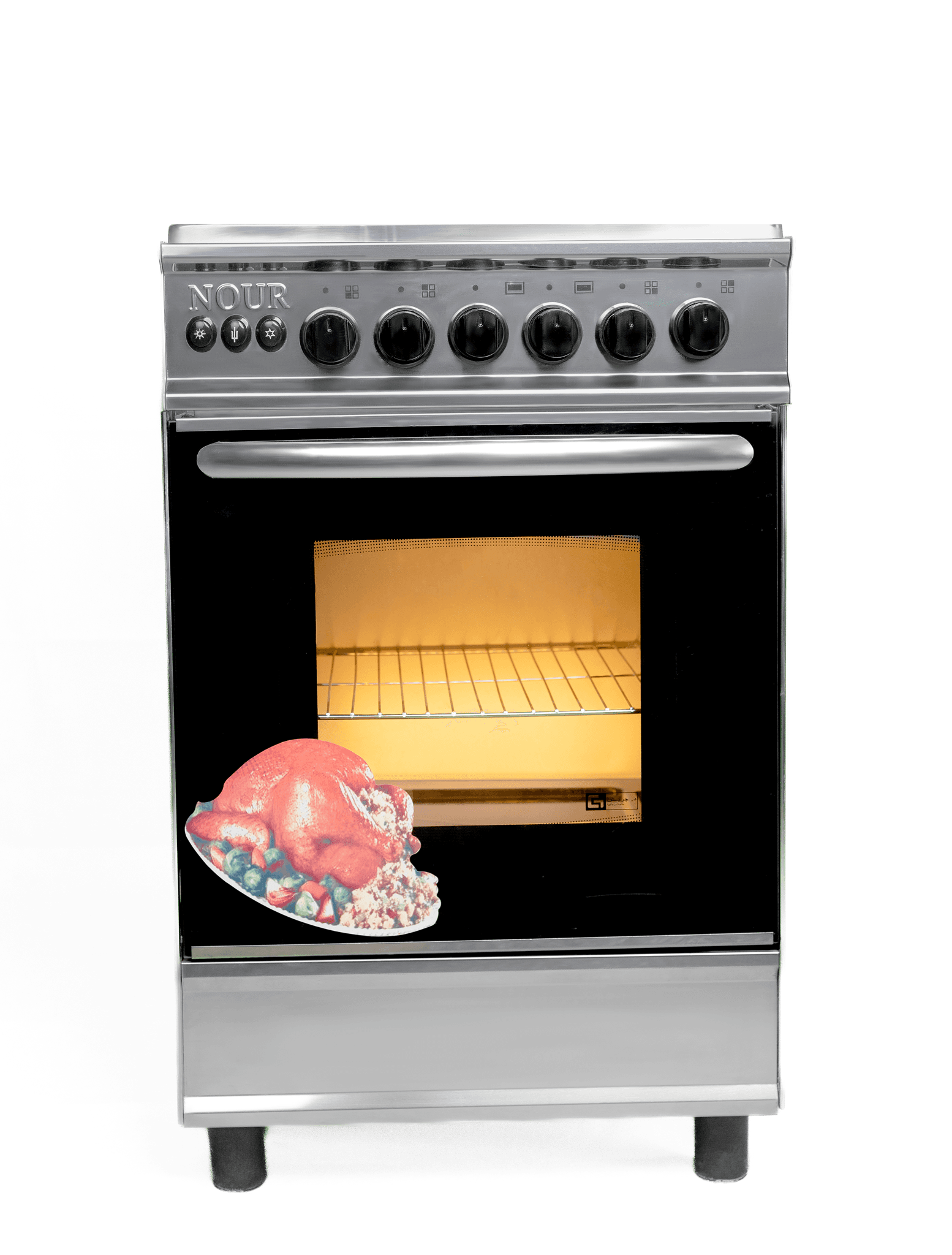 Nour Cooker, Stainless Steel, 4 copper Burners , Self Ignition, 55x55 - Silver