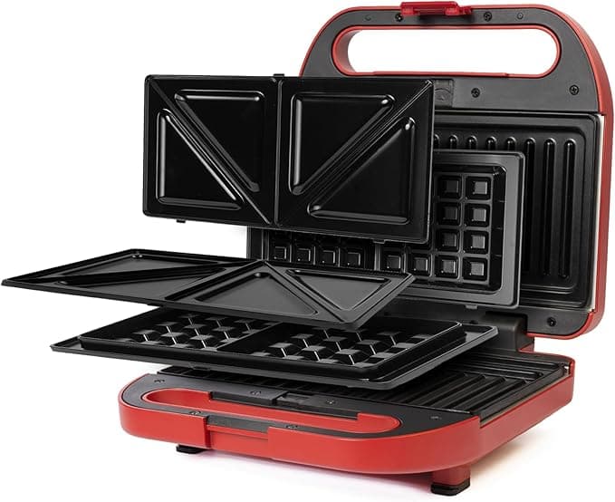 Media Tech Sandwich Maker, 3 in 1, 750 Watt, MT-207-R - Red