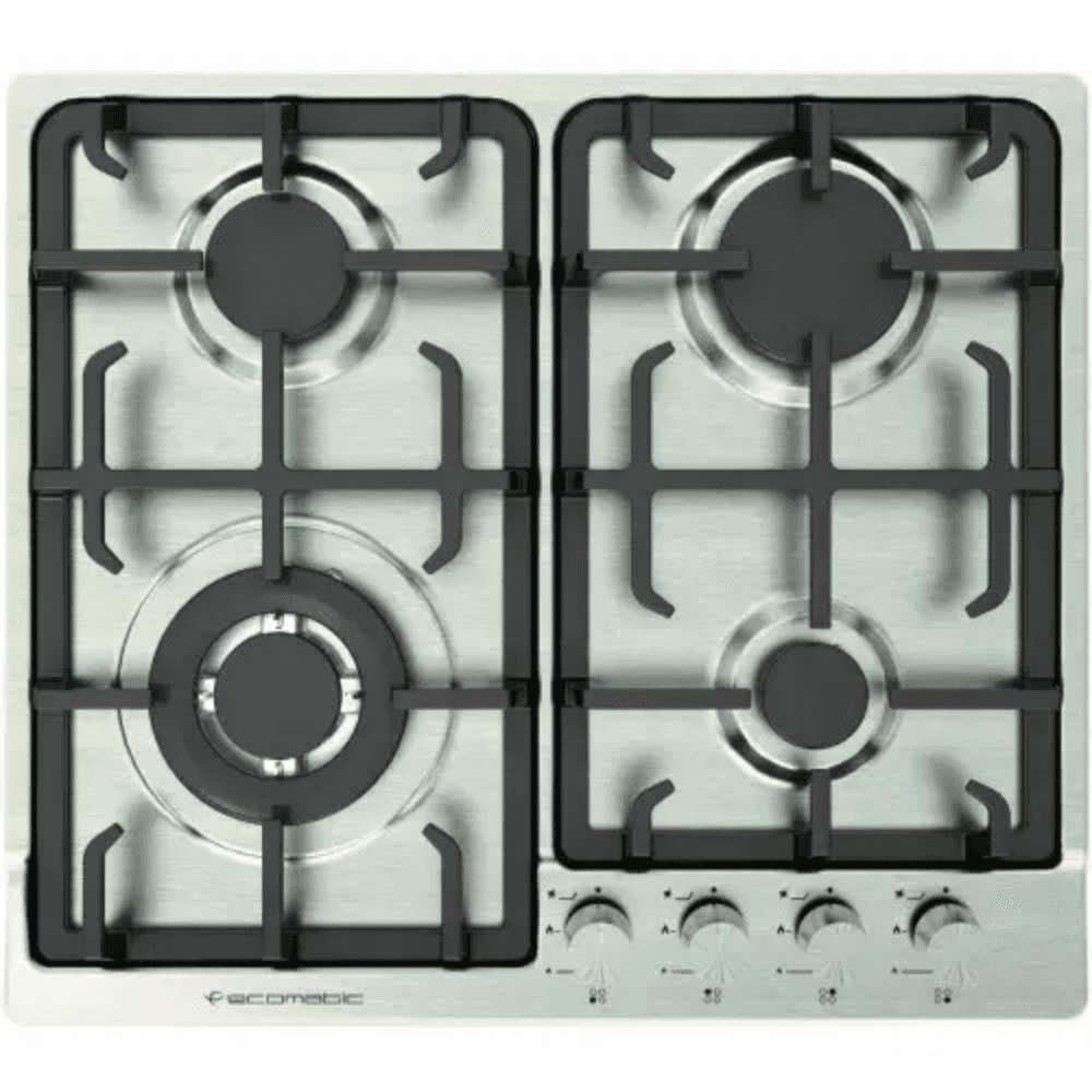 Ecomatic Built-in Gas Cooker, 60 cm, 4 Burners, S633C - Silver