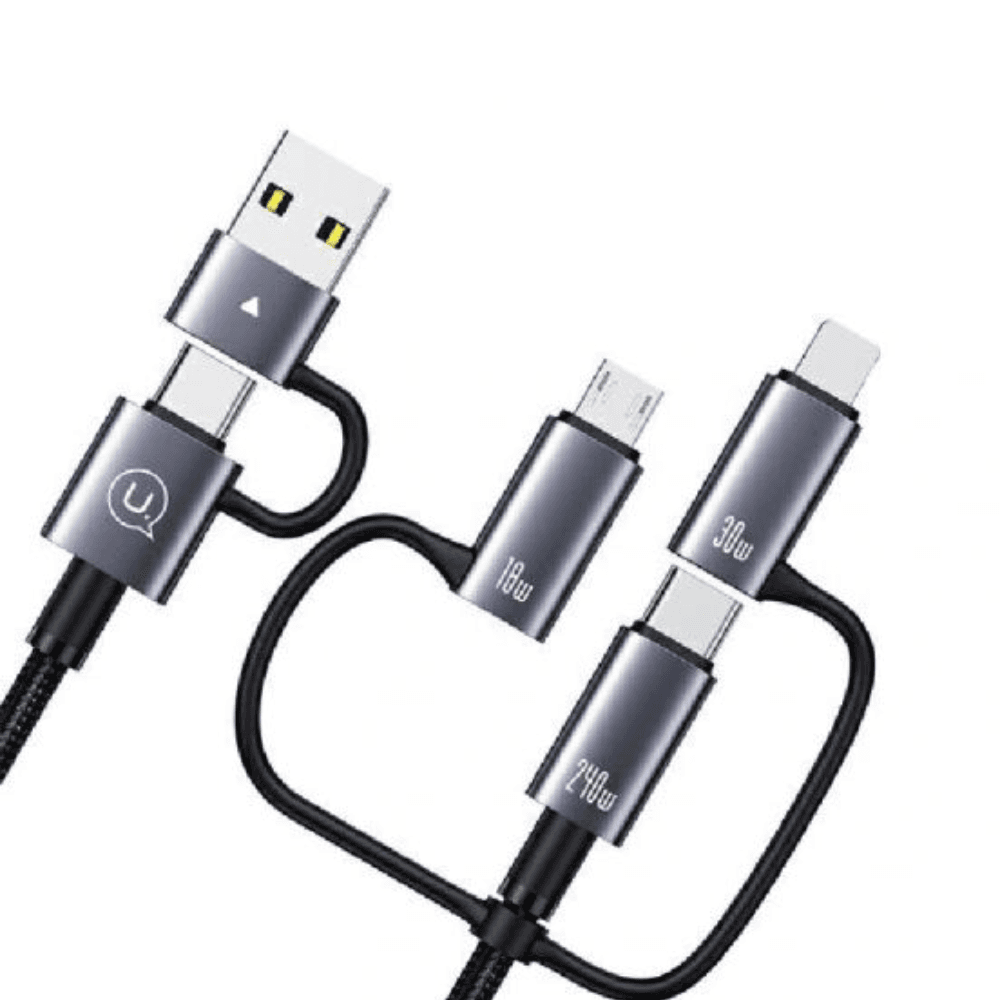 Usams SJ737 Aluminum Alloy Fast Data Charging Cable, 6 in 1, 240W - Black