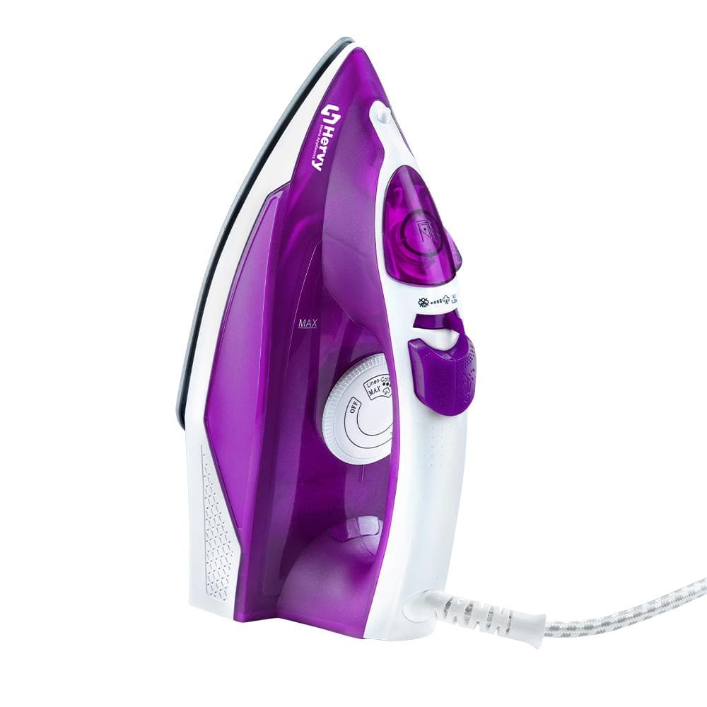 Hervy Verdy Steam Iron 2200W, Ceramic Soleplate, Anti-drip, Self-Clean - Violet