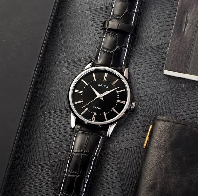 Casio LTP-1303L-1A Enticer Black Analog Leather Ladies Casual Dress Watch