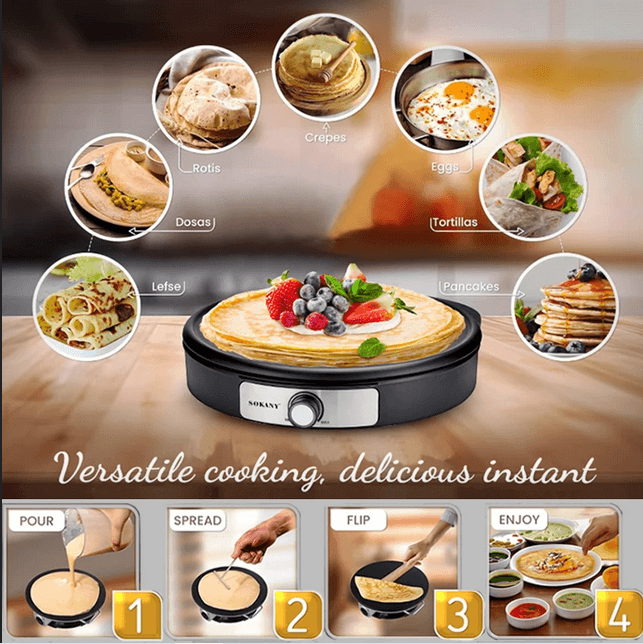 Sokany SK-08131 Black Crepe Maker Machine