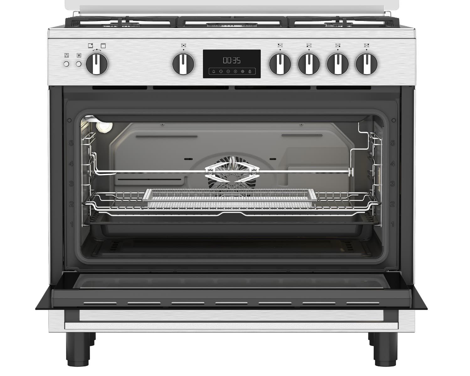 Ariston Gas Cooker , 5 Burners , Silver - ARR9 GGF 33229 XEG