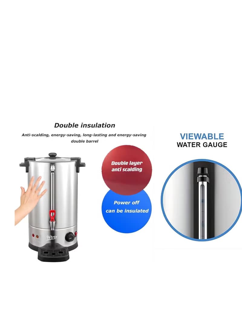 City HMA-1033 Electric Water Kettle with Temperature Control, 15L, 2200W, Silver Black