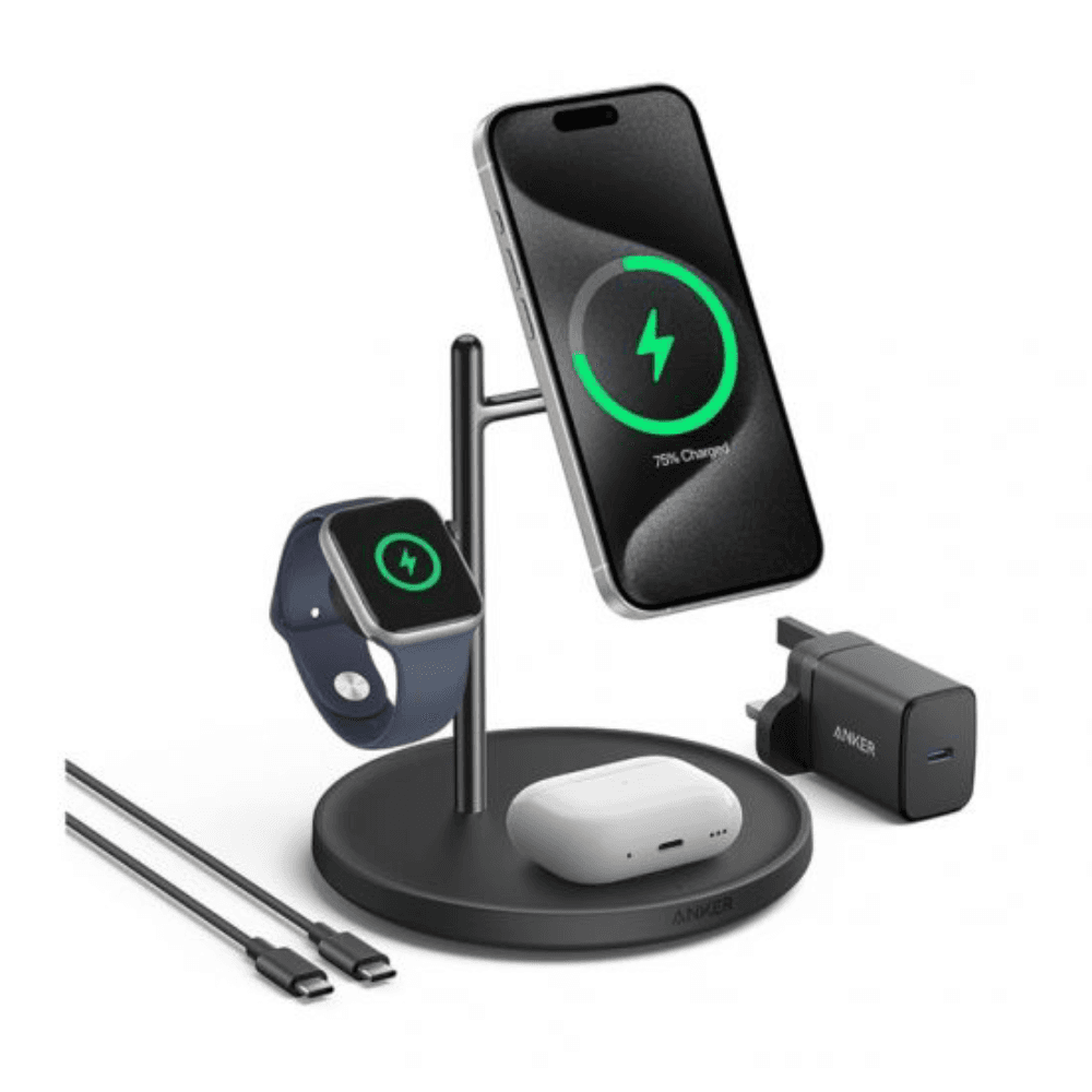 Anker MagGo Wireless Charging Station, 15W, 3-in-1 – Black, B52M3V11