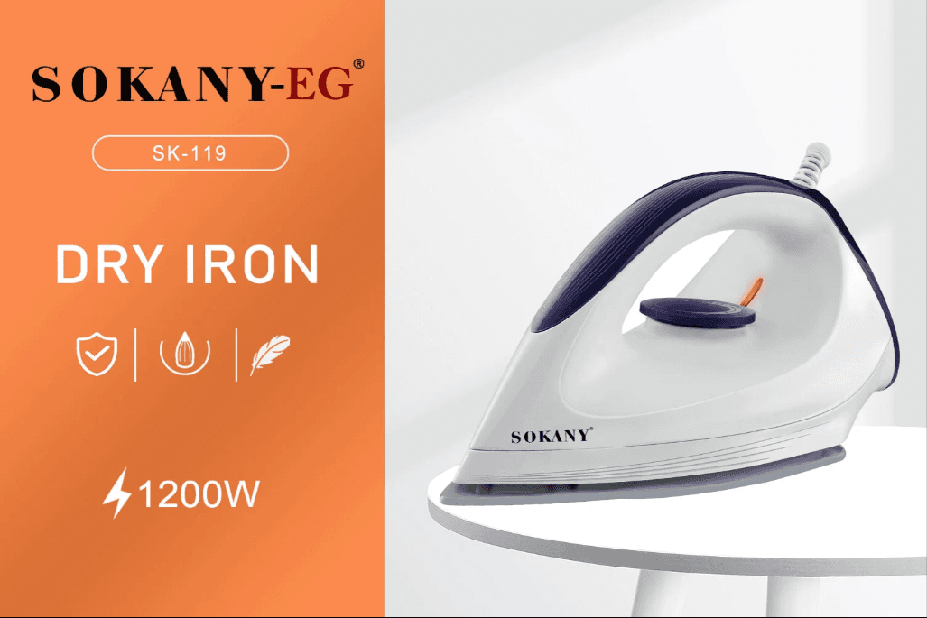Sokany Dry Clothes Iron, 1200W - White