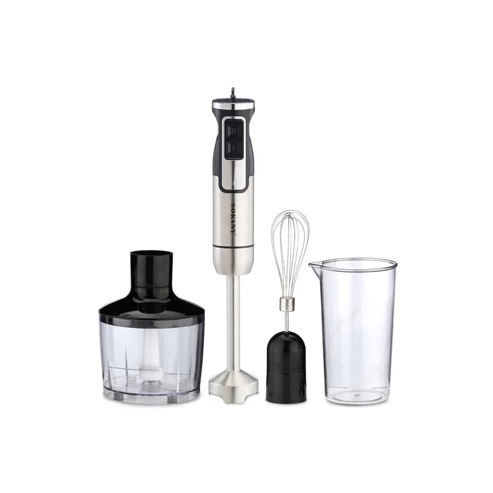 Sokany 4-in-1 800W Stainless Steel Hand Blender Set, Black