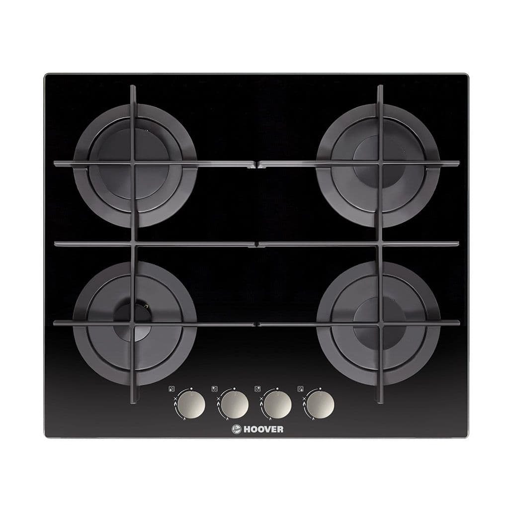 Hoover Gas Hob, 60 cm, 4 Burners, Glass, HGV64SMTCGBEGY - Black