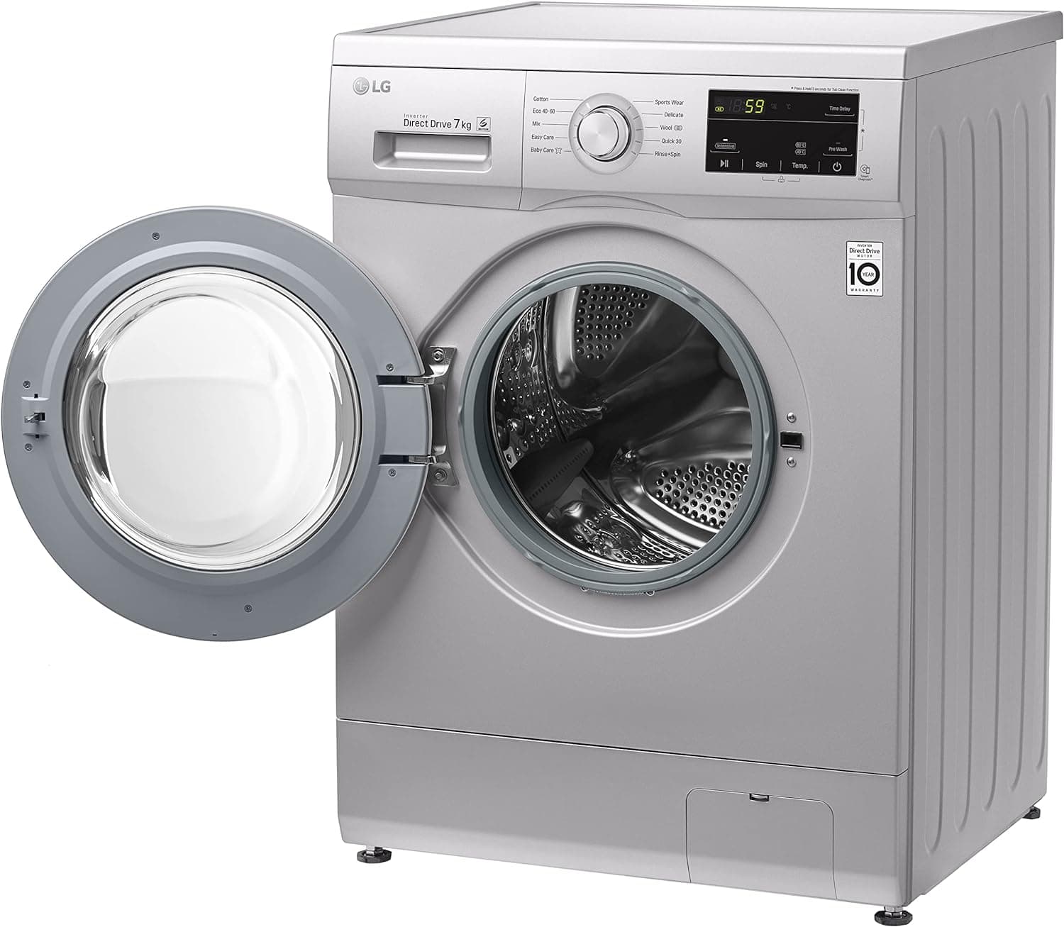 LG Front Loading Washing Machine, 7 Kg, 1200 RPM - Silver, FH2J3QDNG5