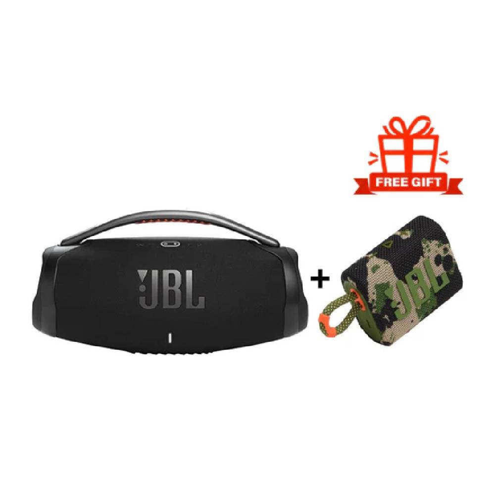 JBL Boombox 3 Portable Bluetooth Speaker + JBL GO 3 - Black