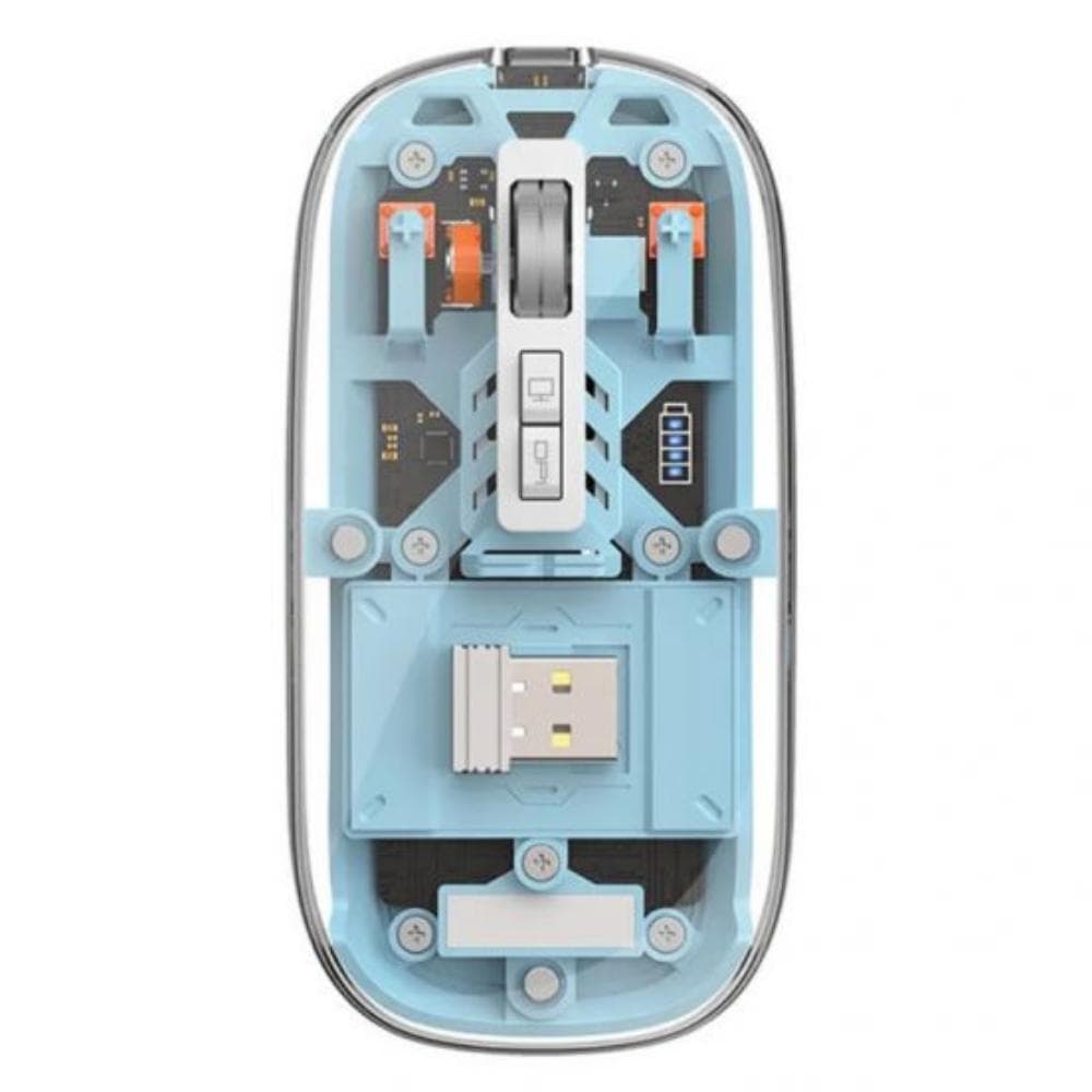 WiWU WM105 Crystal Magnetic Wireless & Bluetooth Mouse - Blue