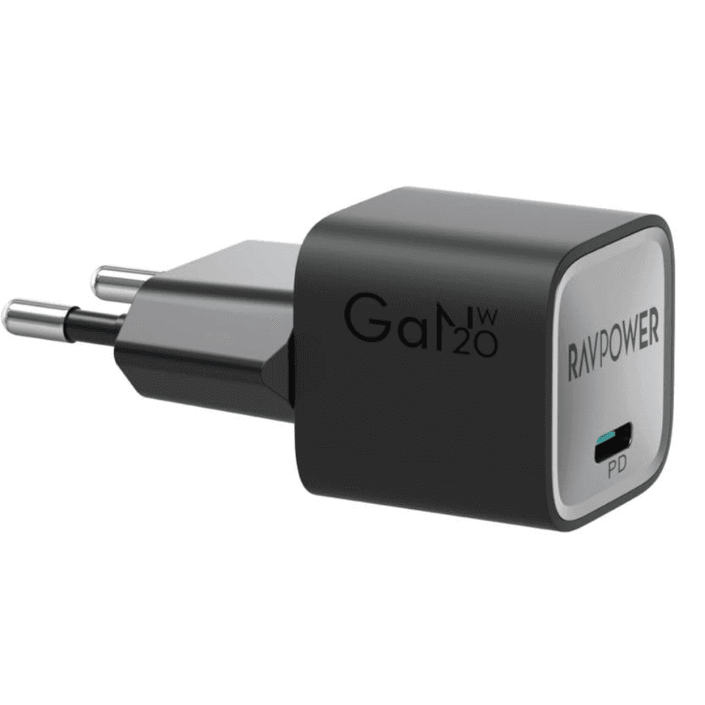 RAVPower RP-PC1055 Wall Charger, GaN, USB-C, 20W - Black
