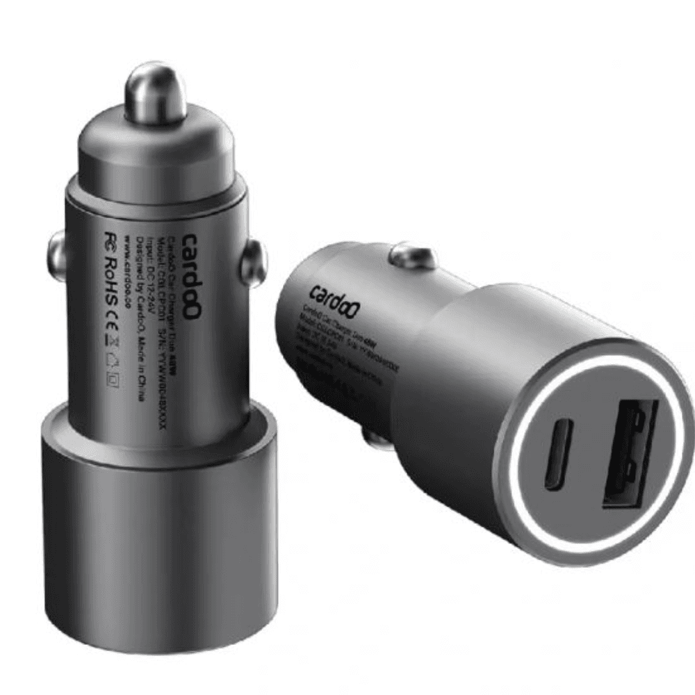 CardoO 1× USB-C&1× USB-A Ports Car Charger, 48 Watt, CGLCPC01S - Silver