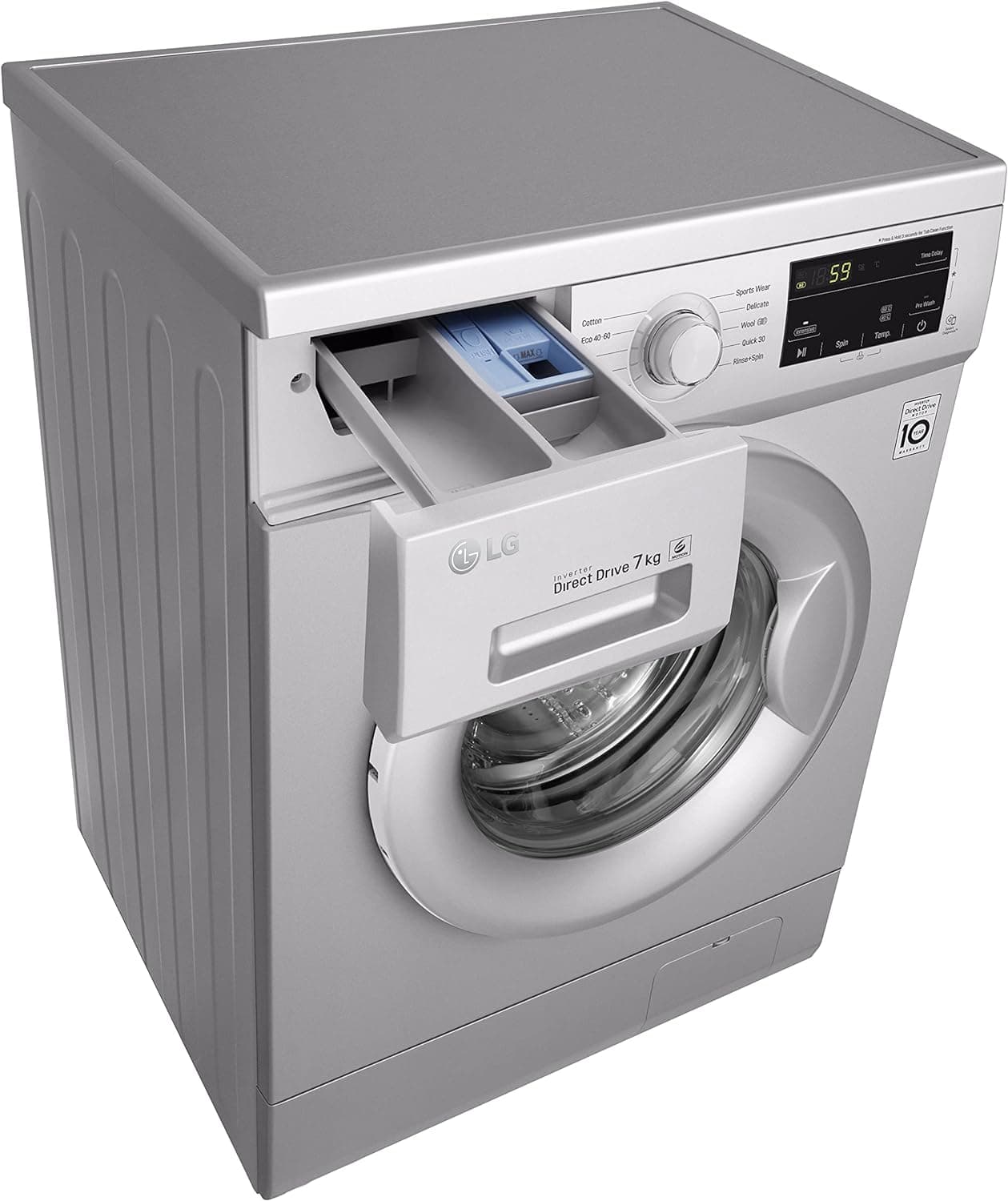 LG Front Loading Washing Machine, 7 Kg, 1200 RPM - Silver, FH2J3QDNG5
