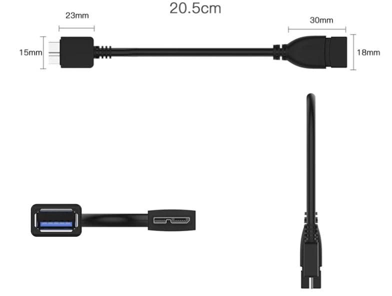 Keendex Micro B Male To USB 3.0 Female, 10Cm, Kx2483 - Black