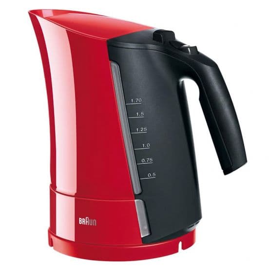 Braun Electric Water Kettle, 1.7 Liter, 2200 Watt - Red Black, WK300