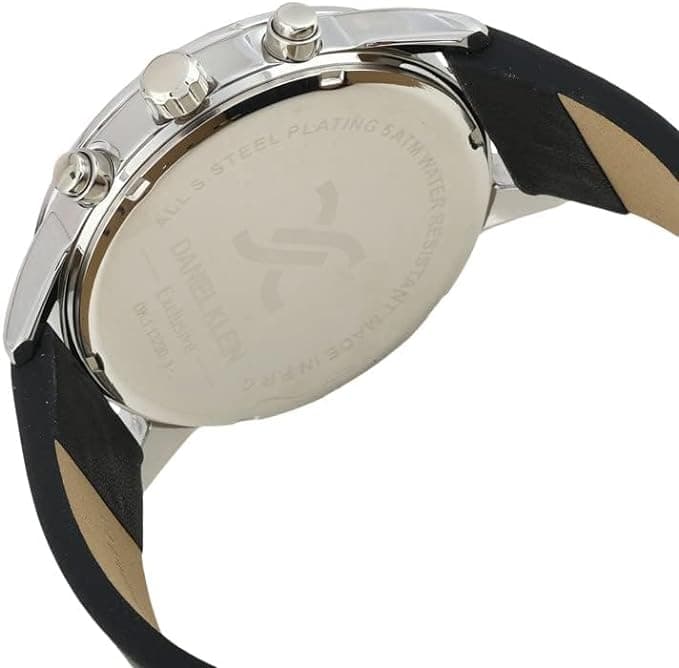 Daniel Klein Analog Dress Watch For Men, 44 mm, Leather Band - Black, DK.1.13290-1