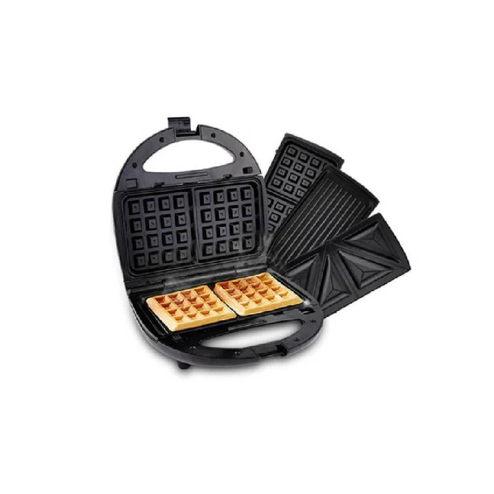 Kenwood 3 in 1 Sandwich Maker, 750 Watt, Black Silver - OWSMM01.A0BK