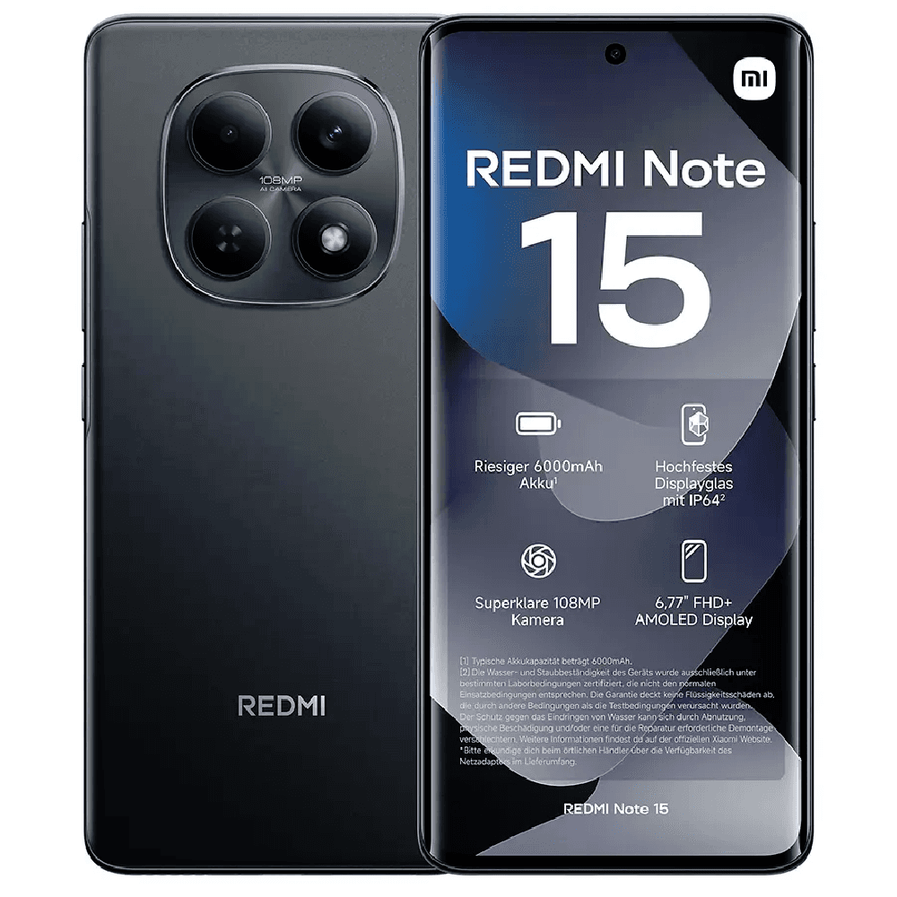 Xiaomi Redmi Note 15 Dual SIM, 128GB, 6GB RAM, 4G LTE - Black