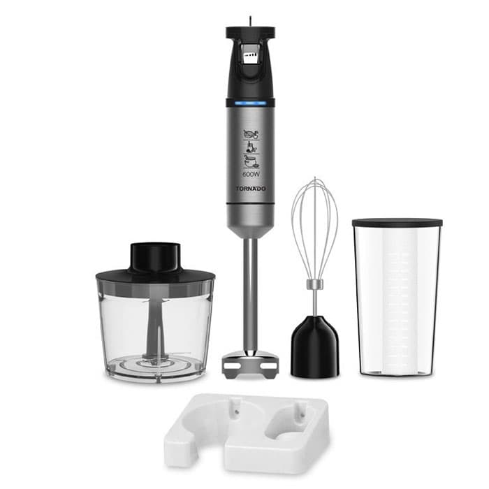 Tornado Hand Blender With Stainless Steel Whisk 600W - Black -THB-600W