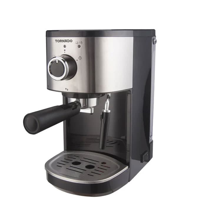 Tornado Manual Espresso - Capsules Powder Coffee Machine 15 Bar 1.2L -1250-1450W - Black x Stainless - TCM-14512ES