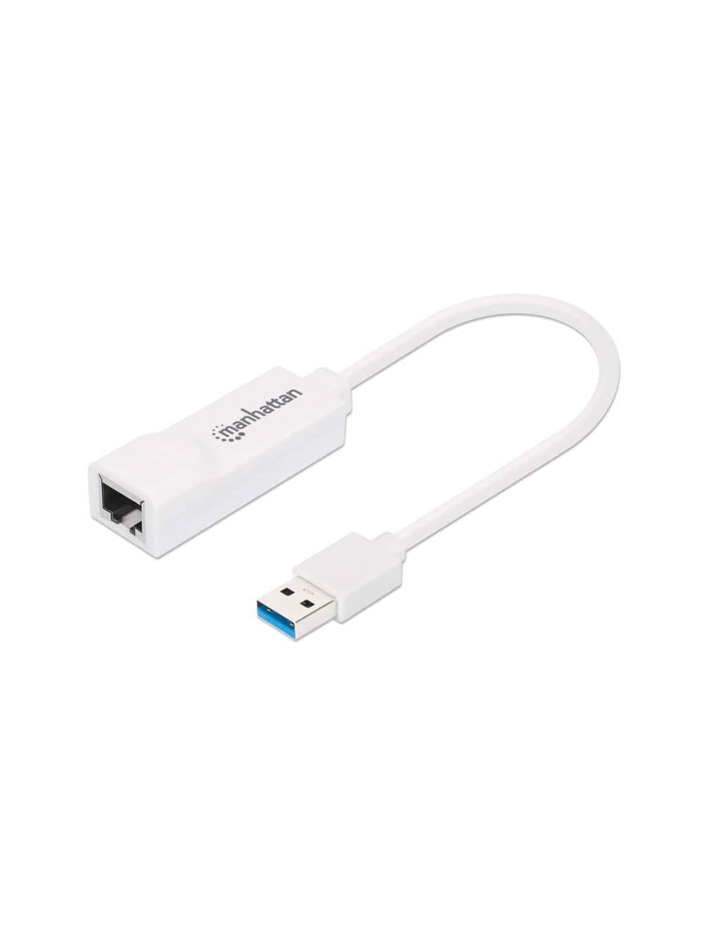 مانهتن محول من USB 3.0 إلي أنترنت Gigabit بسرعة عالية 10/100/1000 Mbps - أبيض
