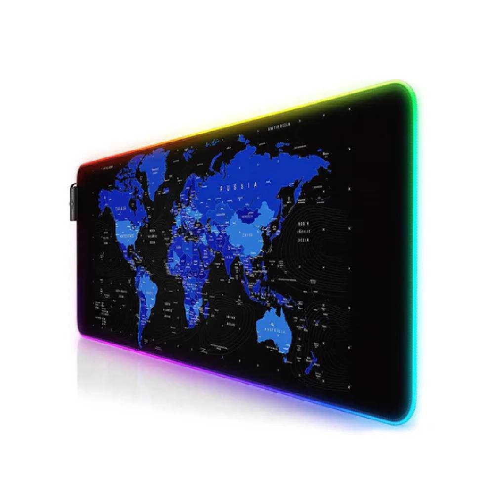 لوحة ماوس ألعاب RGB خريطة العالم XL مطاطية سلكية USB للماوس ولوحة المفاتيح - أزرق